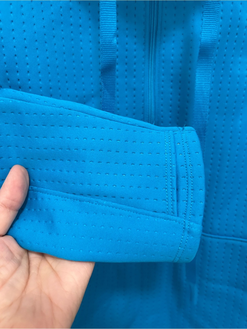 Athleta Bright Blue Quarter-Zip Hoodie Sweatshirt - Picture 4 of 10